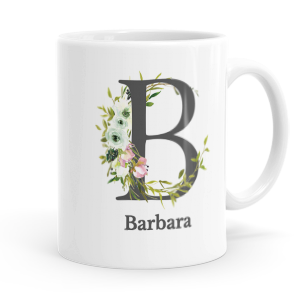 personalised floral initial letter b mug