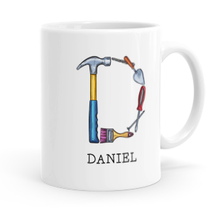 personalised builders tools letter d mug
