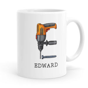 personalised builders tools letter e mug