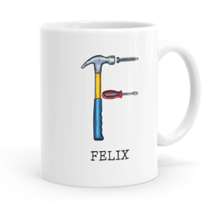 personalised builders tools letter f mug