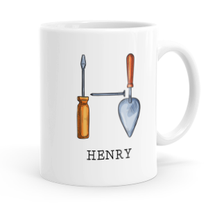 personalised builders tools letter h mug