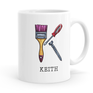 personalised builders tools letter k mug