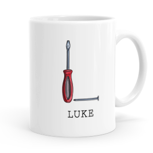 personalised builders tools letter l mug