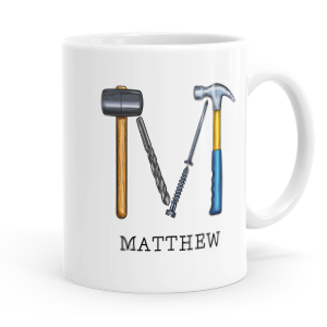 personalised builders tools letter m mug