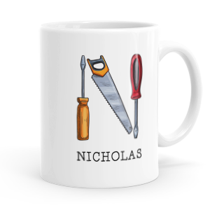 personalised builders tools letter n mug