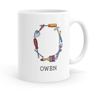 personalised builders tools letter o mug