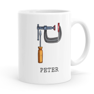 personalised builders tools letter p mug