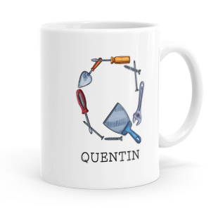 personalised builders tools letter q mug