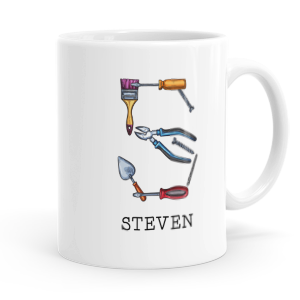 personalised builders tools letter s mug