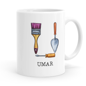 personalised builders tools letter u mug