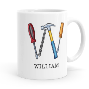 personalised builders tools letter w mug