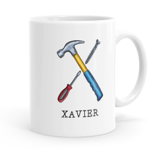 personalised builders tools letter x mug