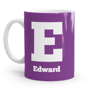 personalised two tone large letter E mug