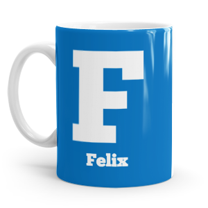 personalised two tone large letter F mug