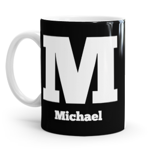 personalised two tone large letter M mug