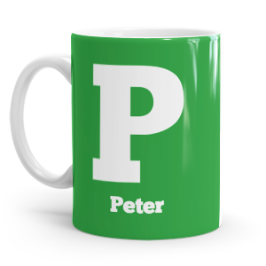 personalised two tone large letter P mug