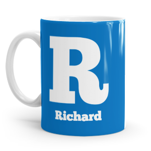 personalised two tone large letter R mug