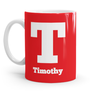 personalised two tone large letter T mug