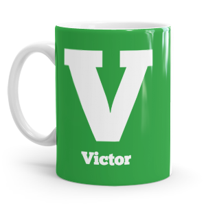 personalised two tone large letter V mug