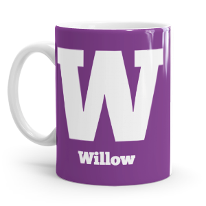 personalised two tone large letter W mug