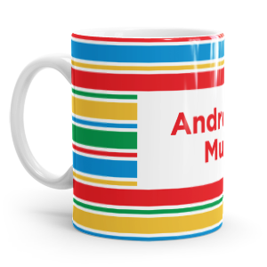 personalised bright striped mug