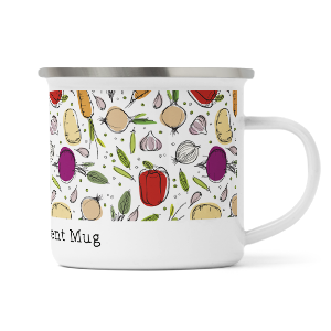 personalised vegetable plot enamel mug