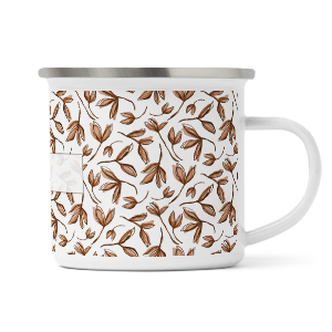 personalised autumn leaves enamel mug