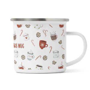 personalised christmas hot chocolate enamel mug