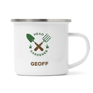 personalised head gardener enamel mug