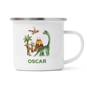 personalised dinosaur enamel mug