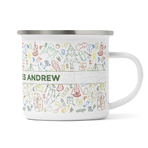 personalised camping equipment enamel mug