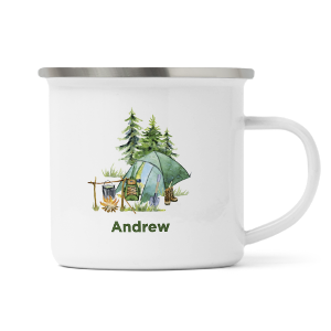 personalised camping enamel mug