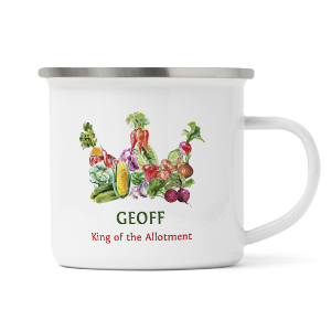 personalised king of the allotment enamel mug