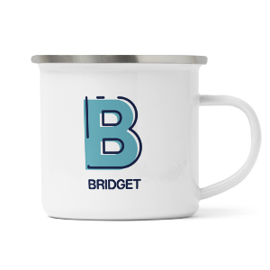 personalised outline initial letter b enamel mug