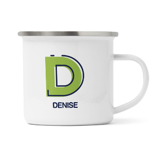 personalised outline initial letter d enamel mug