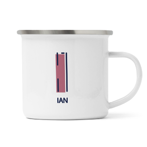 personalised outline initial letter i enamel mug