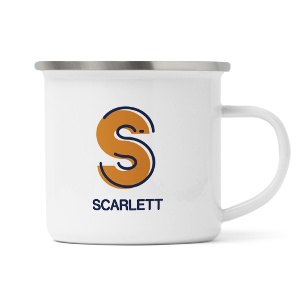 personalised outline initial letter s enamel mug