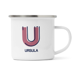 personalised outline initial letter u enamel mug