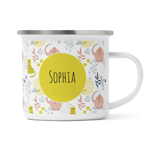 personalised hand drawn animals enamel mug