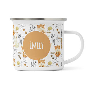 personalised forest animals enamel mug