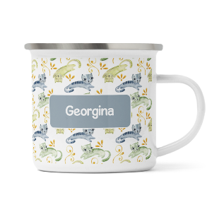 personalised cat pattern enamel mug