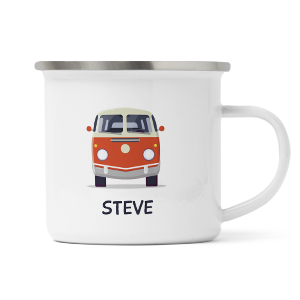 personalised camper van enamel mug