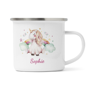 personalised unicorn dreams enamel mug