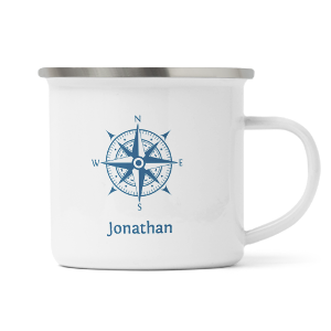 personalised compass enamel mug