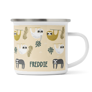 personalised sloth enamel mug