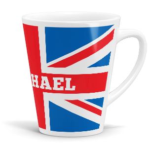 personalised union jack latte mug
