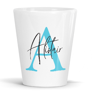 personalised alphabet a is for latte mug
