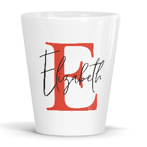 personalised alphabet e is for latte mug