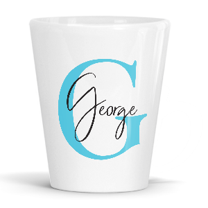 personalised alphabet g is for latte mug
