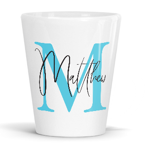 personalised alphabet m is for latte mug